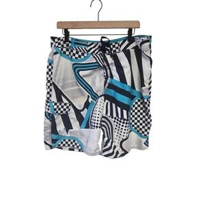 Vintage 90s OP Ocean Pacific‎ Board Shorts Swim Trunks Abstract Blue 36